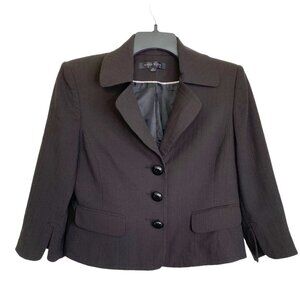 Anne Klein Suit Womens Black Ribbed Fabric Collared Jacket Size 12 Business Ofc.